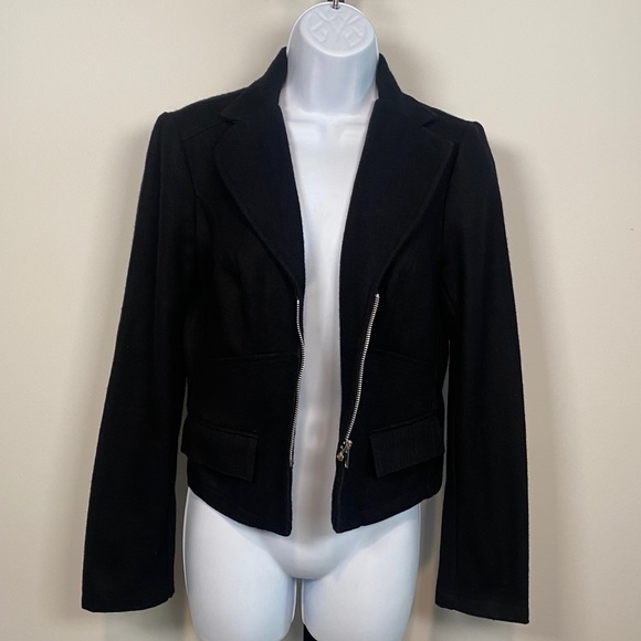 Odds & Evens Black Wool Zipper Closure Blazer - Picture 9 of 10